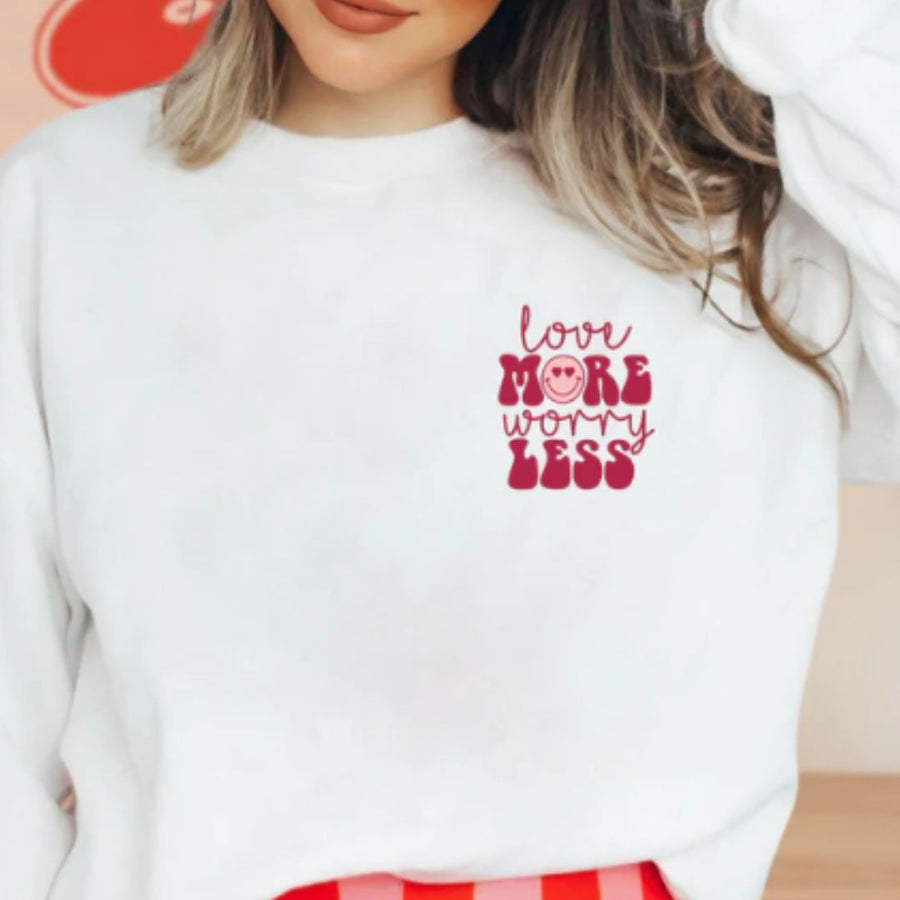 Love more worry less pocket tee