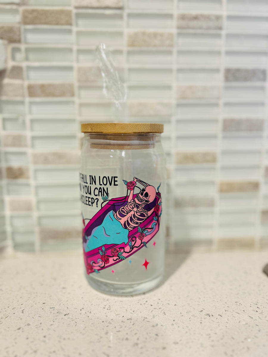 Why fall in love glass tumbler